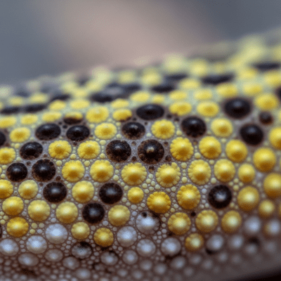 A close-up macro photograph of the skin or scales of a Leopard Gecko