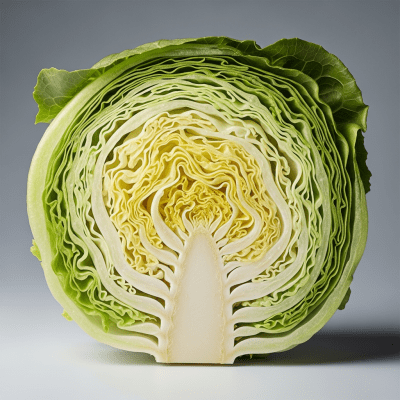 Detailed cross-sectional view of a fresh Lettuce