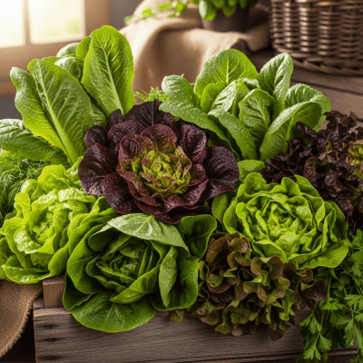 Image showing freshly harvested Lettuce, displayed in a farmer's market basket or crate