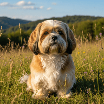 Naturalistic outdoor image of a Lhasa Apso