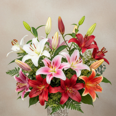 Image of a Lily (flowers) arranged in a traditional bouquet or floral arrangement