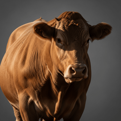 Editorial-style portrait of a Limousin from the taxonomy cows, with dramatic lighting and shallow depth of field to highlight unique features or markings.