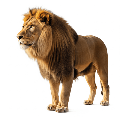 High quality studio photograph of a single Lion