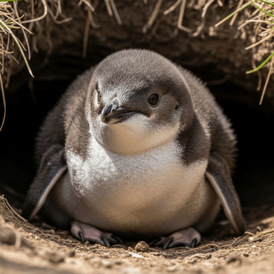 Image of a juvenile or chick stage of the Little Penguin, within the taxonomy birds