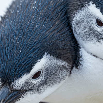 Close-up macro photograph of the feathers or distinctive markings of a Little Penguin
