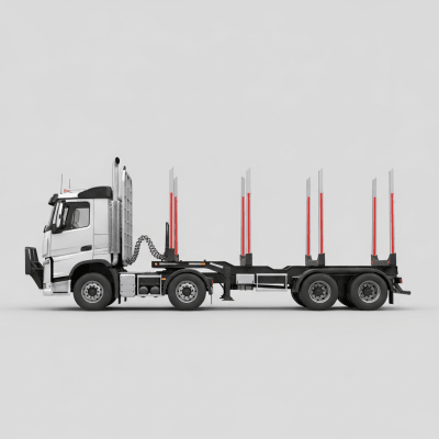 Clean side profile view of a Logging Trailer Truck, part of the trucks