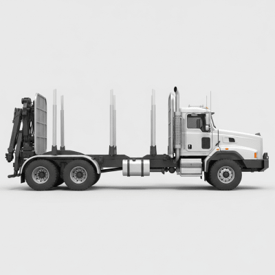 Clean side profile view of a Logging Truck, part of the trucks