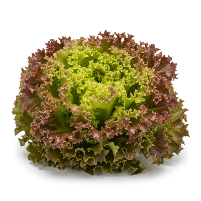 High resolution photograph of a single Lollo Rosso Lettuce