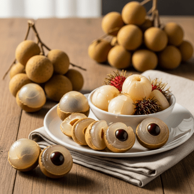 Image of the Longan, part of the fruits taxonomy, prepared or used in a typical culinary context