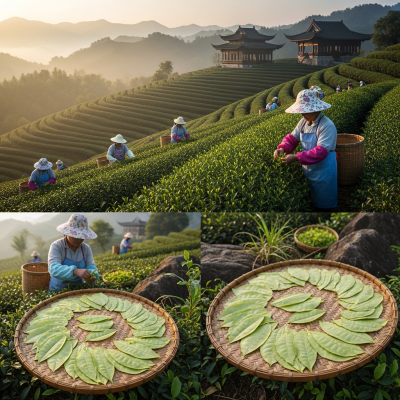 Environmental scene featuring Longjing, part of the taxonomy teas