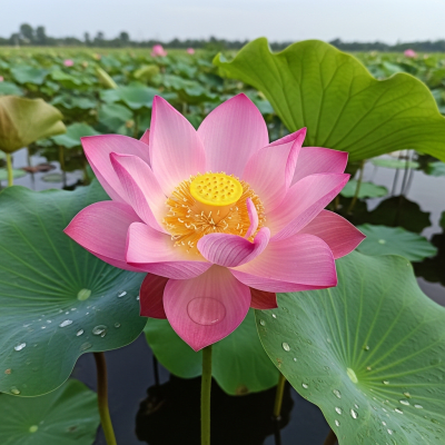 Photograph of a Lotus (flowers) in its natural environment