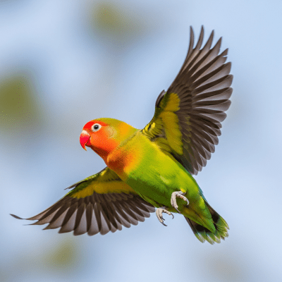 Action shot of a Lovebird (birds) in flight