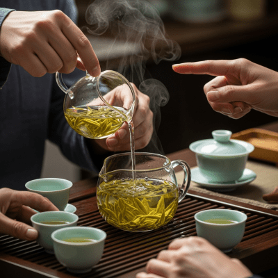 Image showing Lu'an Guapian prepared and served in its typical cultural context