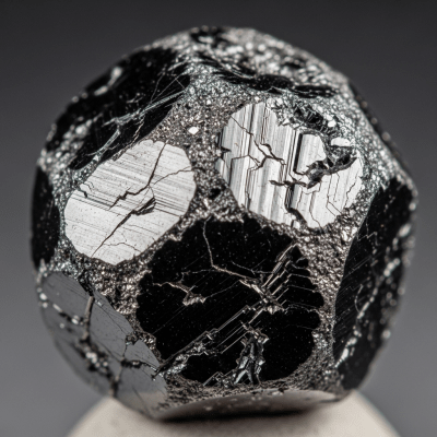 Macro shot of Magnetite, of the taxonomy minerals, showing detailed crystal structure and surface texture