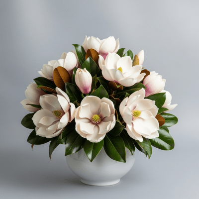 Image of a Magnolia (flowers) arranged in a traditional bouquet or floral arrangement