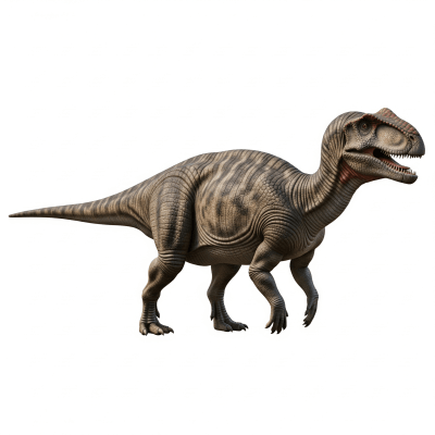 High quality studio photograph of a single Maiasaura
