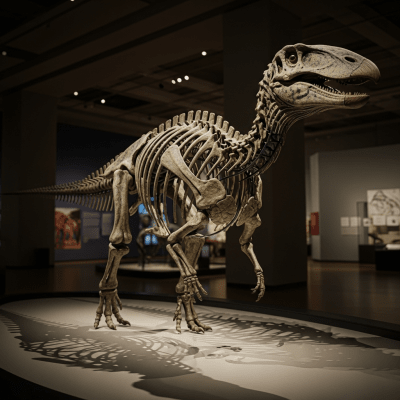 Museum exhibit style rendering of a single Maiasaura