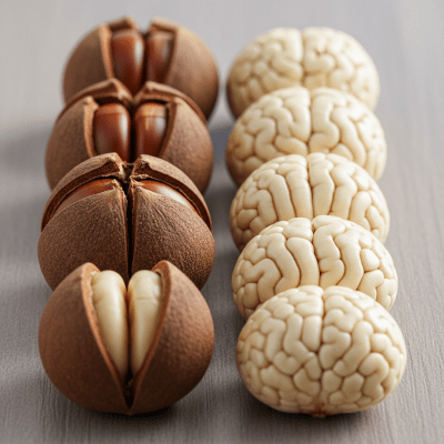 Image of a handful of unshelled and shelled Malabar chestnut (nuts), side by side