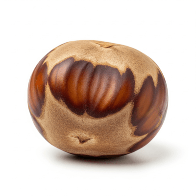 High quality studio photograph of a single Malabar chestnut