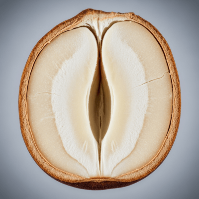 Macro close-up image showing the interior cross-section of a Malabar chestnut (nuts)