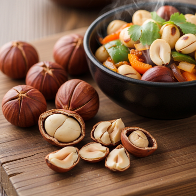 Photograph of a Malabar chestnut (nuts) as used in cuisine, such as in a dish or as an ingredient