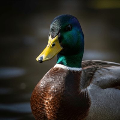 Editorial-style portrait of a Mallard, belonging to the taxonomy birds.