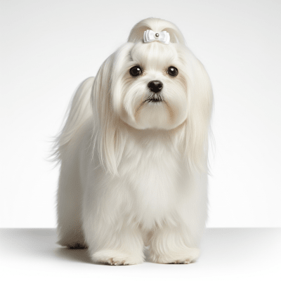 High quality studio photograph of a single Maltese