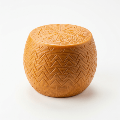 High quality studio photograph of a single Manchego