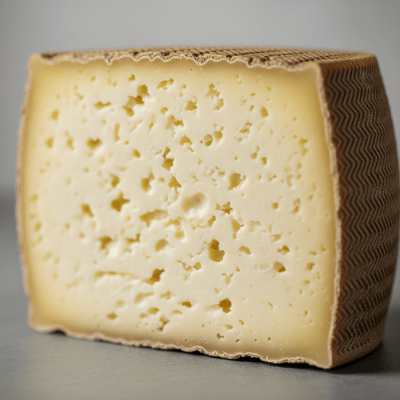Close-up cross-sectional view of a Manchego, showing its internal texture and structure