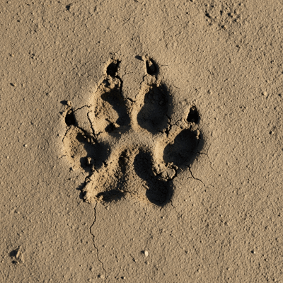 Image depicting tracks or footprints left by a Maned Wolf, belonging to the taxonomy canines