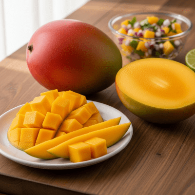 Image of the Mango, part of the fruits taxonomy, prepared or used in a typical culinary context