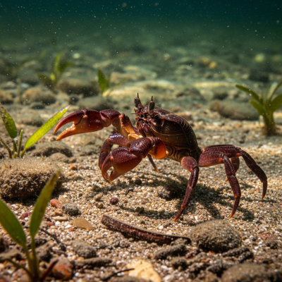 Photo-realistic underwater image of a live Mangrove Crab, in the context of the taxonomy crabs