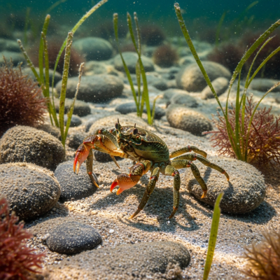 Photo-realistic underwater image of a live Mangrove Tree Crab, in the context of the taxonomy crabs