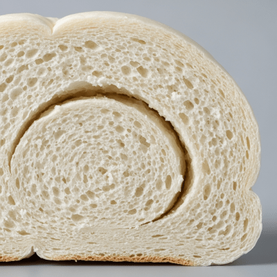 A close-up image of the interior of a sliced Mantou