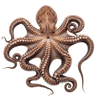 High quality studio photograph of a single Maori Octopus