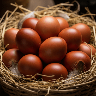 Image depicting eggs laid by a Marans, contextualized within the chicken taxonomy