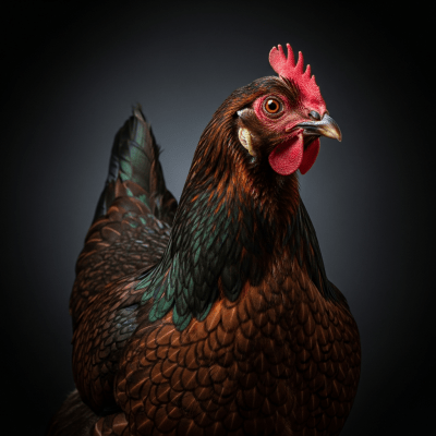 Editorial-style portrait of a Marans from the chicken taxonomy.