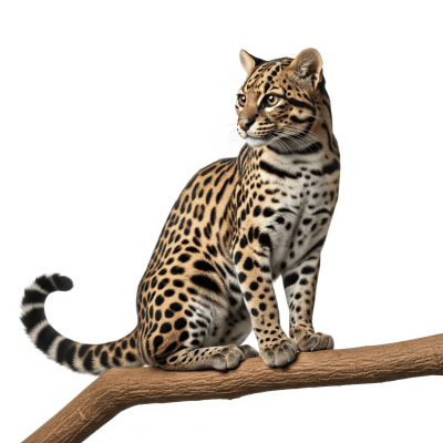 High quality studio photograph of a single Margay