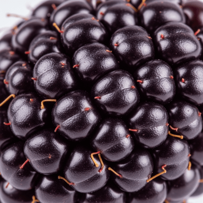 A detailed macro close-up of the surface texture of a fresh Marionberry