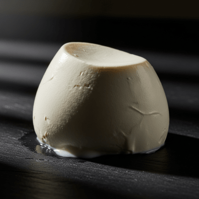 A wedge or whole Mascarpone from the taxonomy cheeses, styled in an elegant, editorial manner.