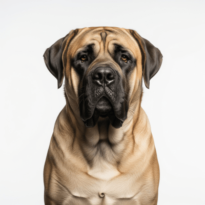 High quality studio photograph of a single Mastiff