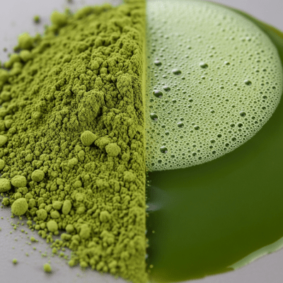 Cross-sectional close-up of a Matcha