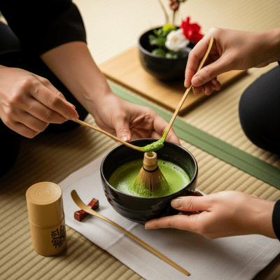 Image showing Matcha prepared and served in its typical cultural context