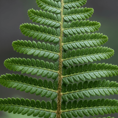 Detailed macro image of the fronds and leaflets of a Matteuccia struthiopteris, focusing on texture, venation, and sori (spore cases) if visible