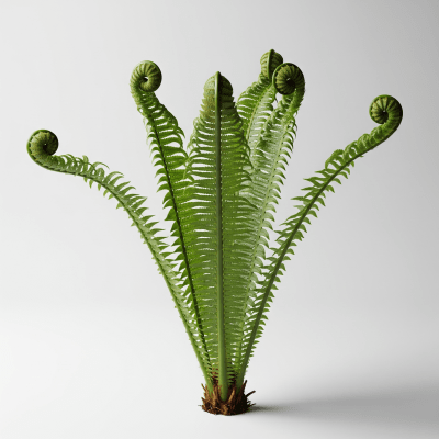 High quality, studio-style photograph of a single Matteuccia struthiopteris