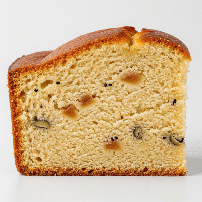 Detailed cross-sectional view of a sliced Mawa Cake (cake), showing internal layers, textures, and ingredients