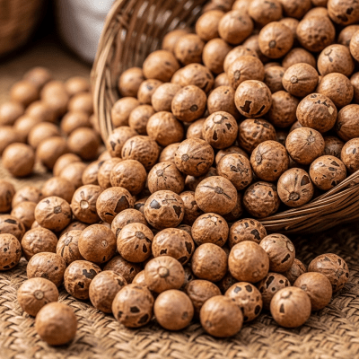 Photo showing harvested Maya nut (nuts) nuts in bulk, such as in baskets or containers