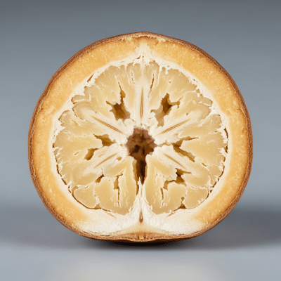 Macro close-up image showing the interior cross-section of a Maya nut (nuts)