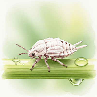 Artistic depiction of a single Mealybug, belonging to the taxonomy insects