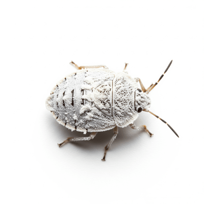 High quality studio photograph of a single Mealybug, belonging to the taxonomy insects